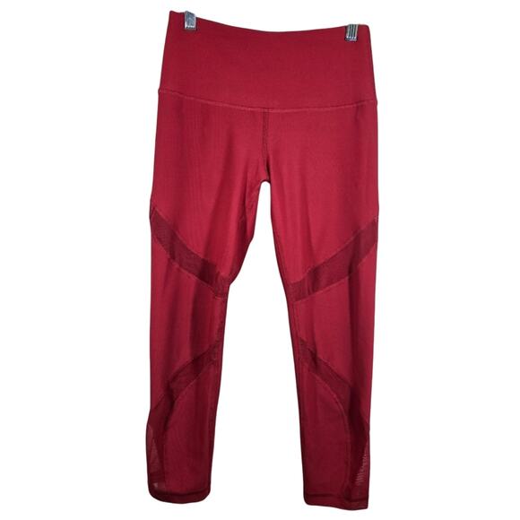 M 90 Degree By Reflex Red Mesh Panel Leggings Womens Size S Cropped Yoga Active - Picture 1 of 9